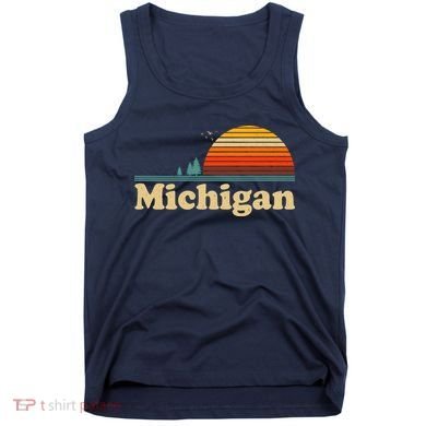 Vintage Retro Michigan Sunset Logo Tank Top