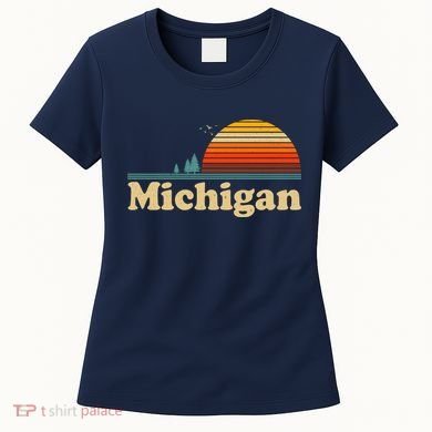 Vintage Retro Michigan Sunset Logo Women's T-Shirt