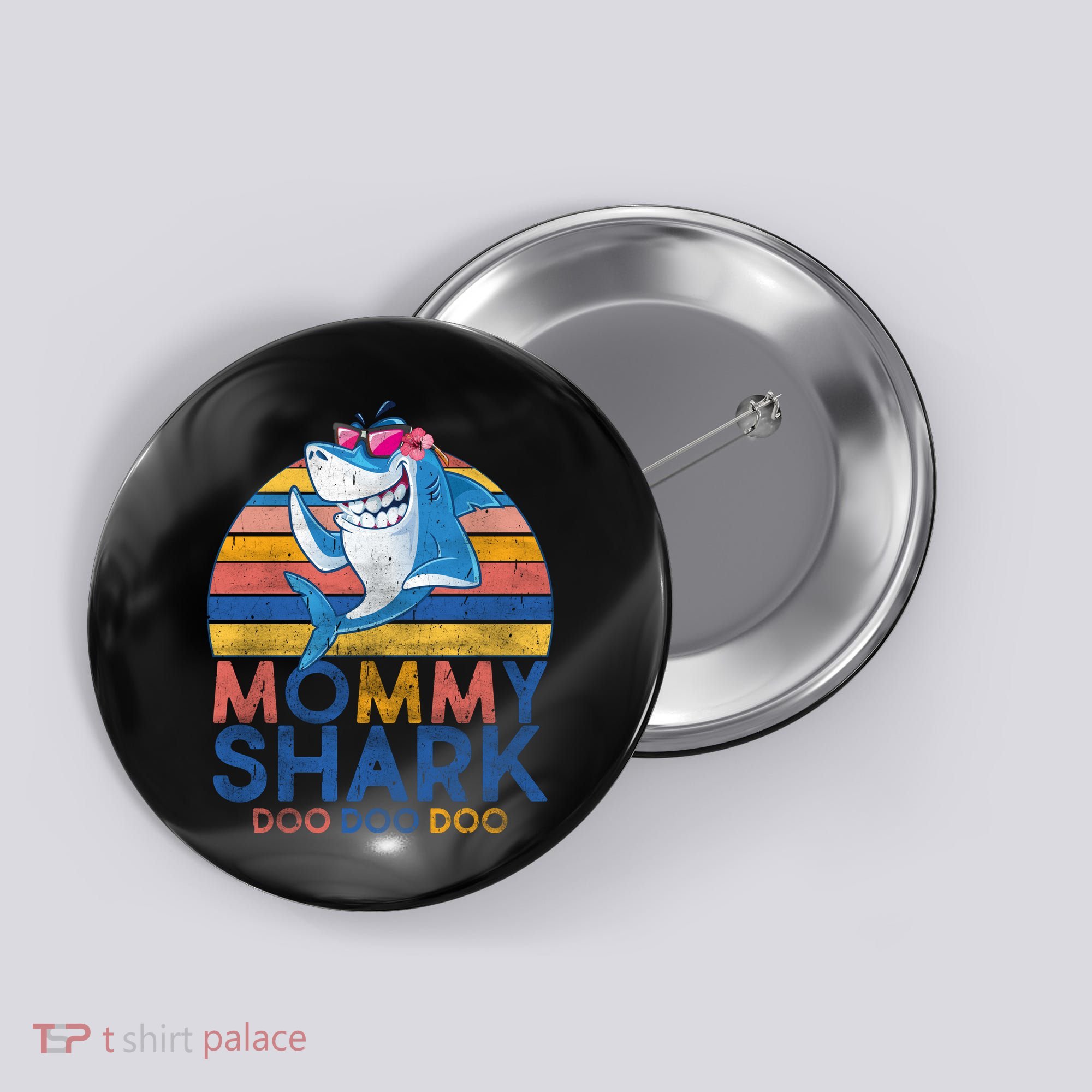 Vintage Retro Mommy Shark Doo Button