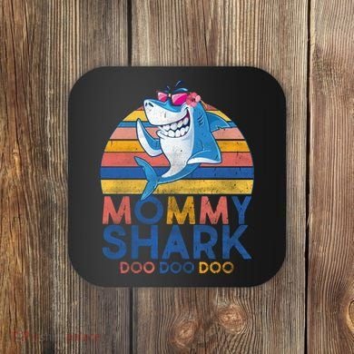 Vintage Retro Mommy Shark Doo Coaster