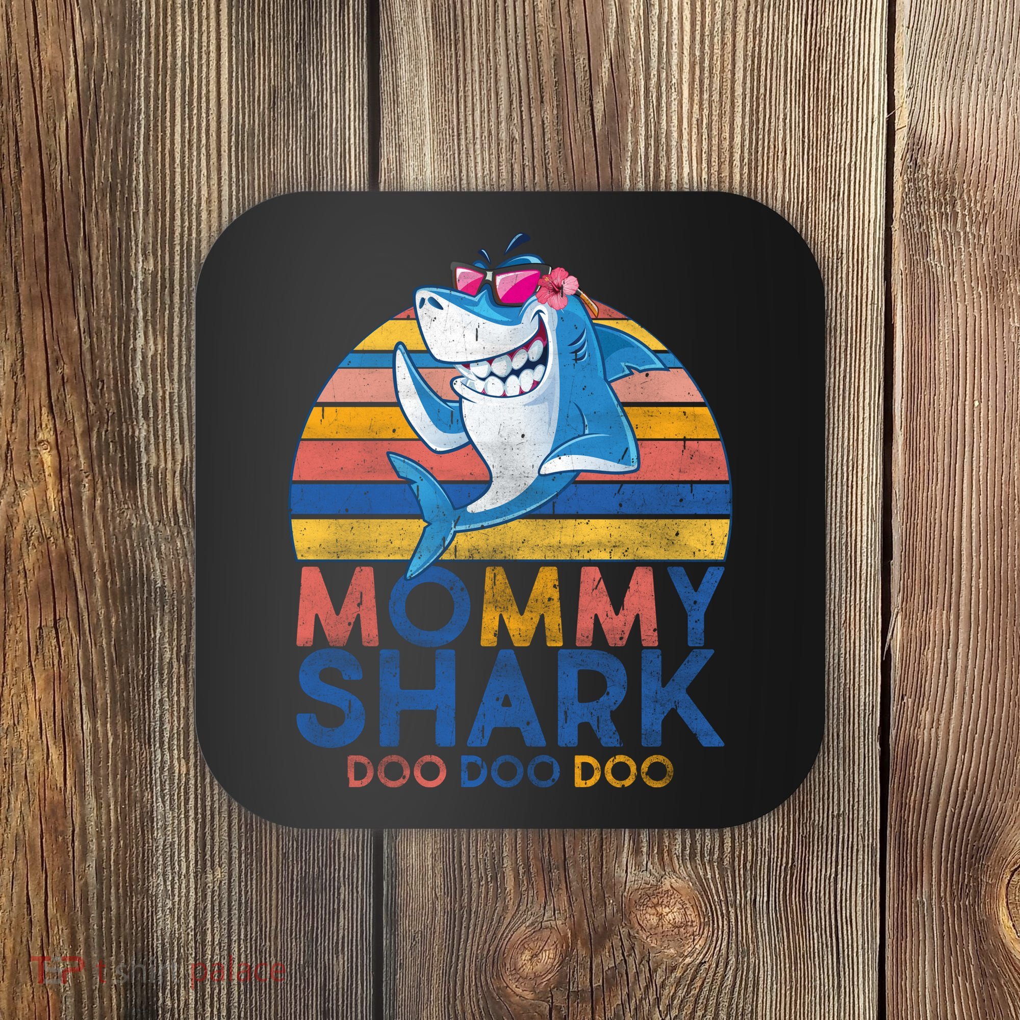 Vintage Retro Mommy Shark Doo Coaster