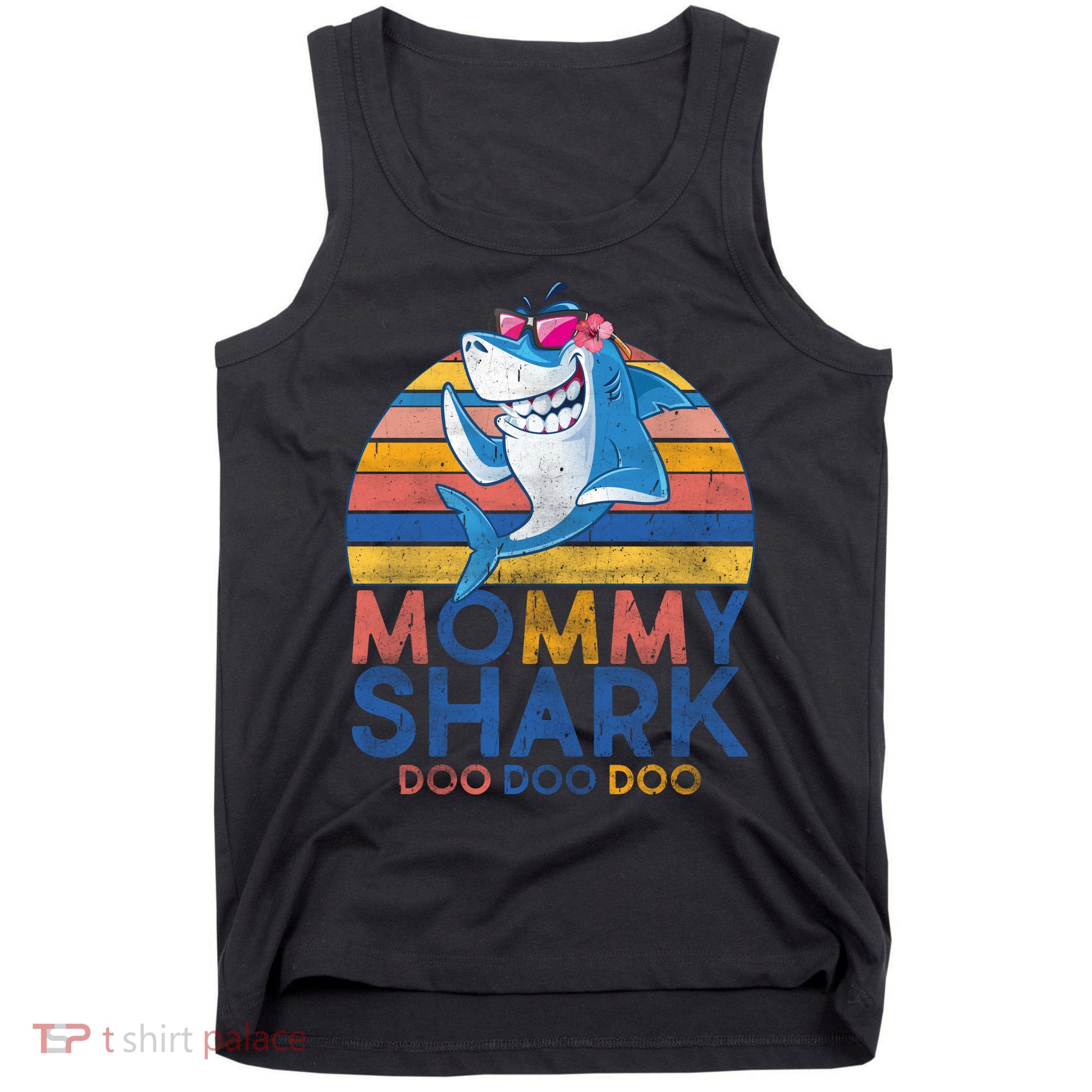 Vintage Retro Mommy Shark Doo Tank Top
