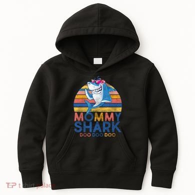 Vintage Retro Mommy Shark Doo Kids Hoodie