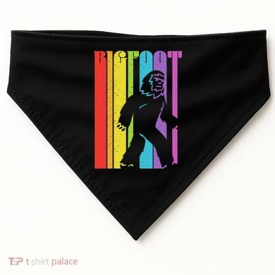 Vintage Retro Rainbow Bigfoot Silhouette USA-Made Doggie Bandana