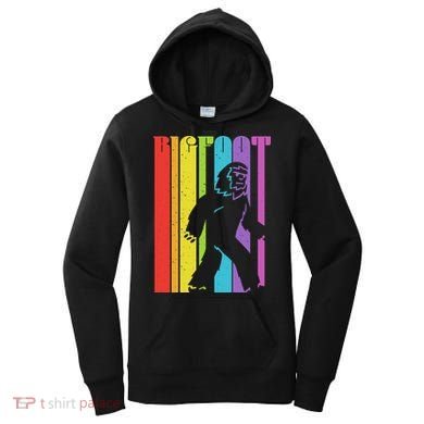 Vintage Retro Rainbow Bigfoot Silhouette Women's Hoodie