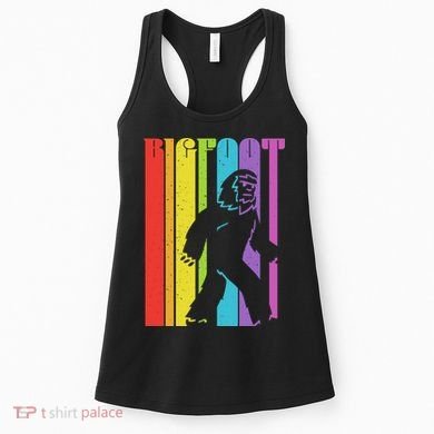 Vintage Retro Rainbow Bigfoot Silhouette Women's Tank Top