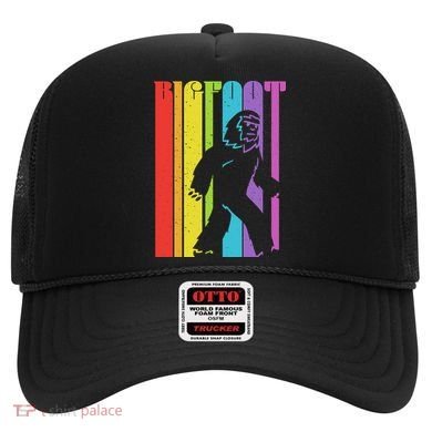 Vintage Retro Rainbow Bigfoot Silhouette Hat