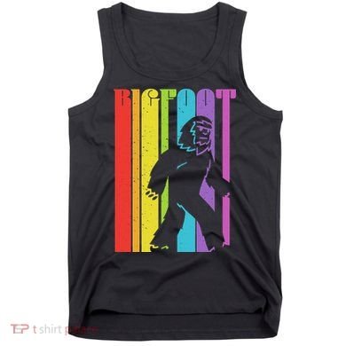Vintage Retro Rainbow Bigfoot Silhouette Tank Top