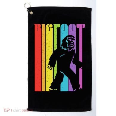 Vintage Retro Rainbow Bigfoot Silhouette Golf Towel