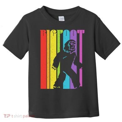 Vintage Retro Rainbow Bigfoot Silhouette Toddler T-Shirt