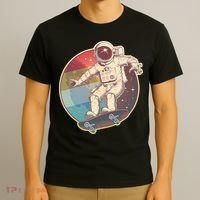 Vintage Retro Skateboarding Astronaut T-Shirt thumb 3