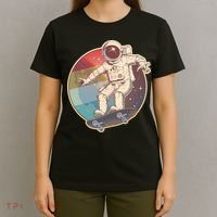 Vintage Retro Skateboarding Astronaut T-Shirt thumb 4