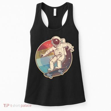 Vintage Retro Skateboarding Astronaut Women's Tank Top