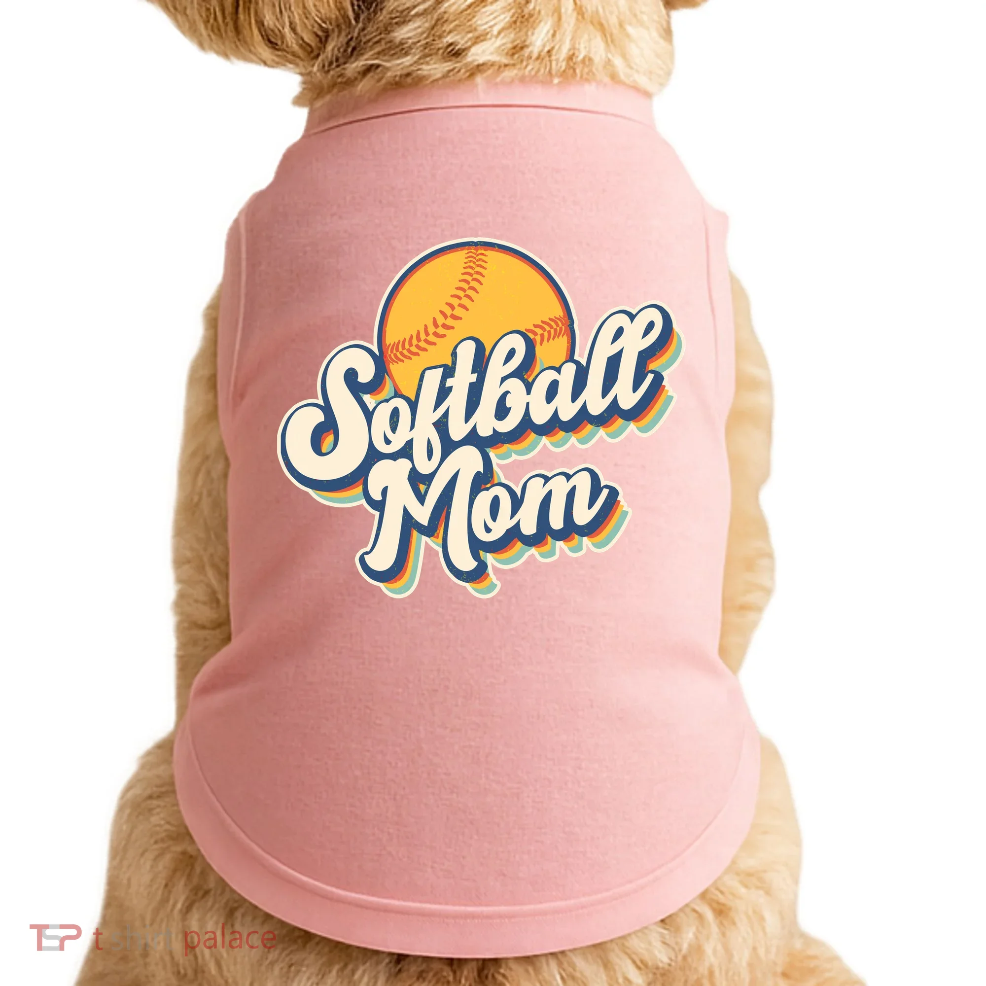 Vintage Retro Softball Mom Doggie Tank