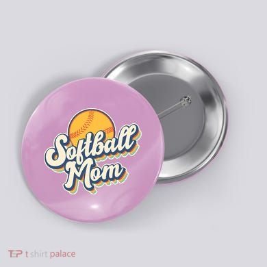 Vintage Retro Softball Mom Button