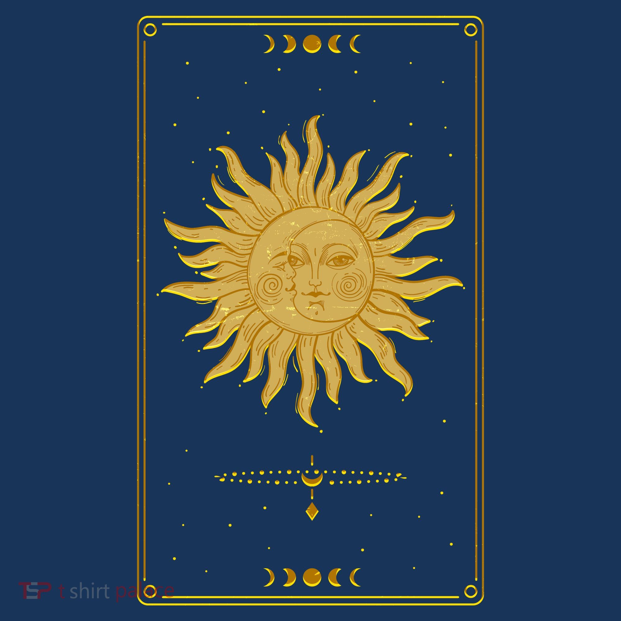 Vintage Retro Sun and Moon Tarot Card T-Shirt