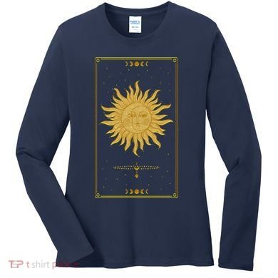 Vintage Retro Sun and Moon Tarot Card Women's Long Sleeve Shirt