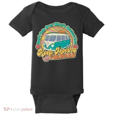 Vintage Retro VW Bus Keep Moving Forward Sunshine Baby Bodysuit