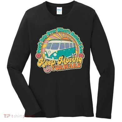 Vintage Retro VW Bus Keep Moving Forward Sunshine Women's Long Sleeve Shirt