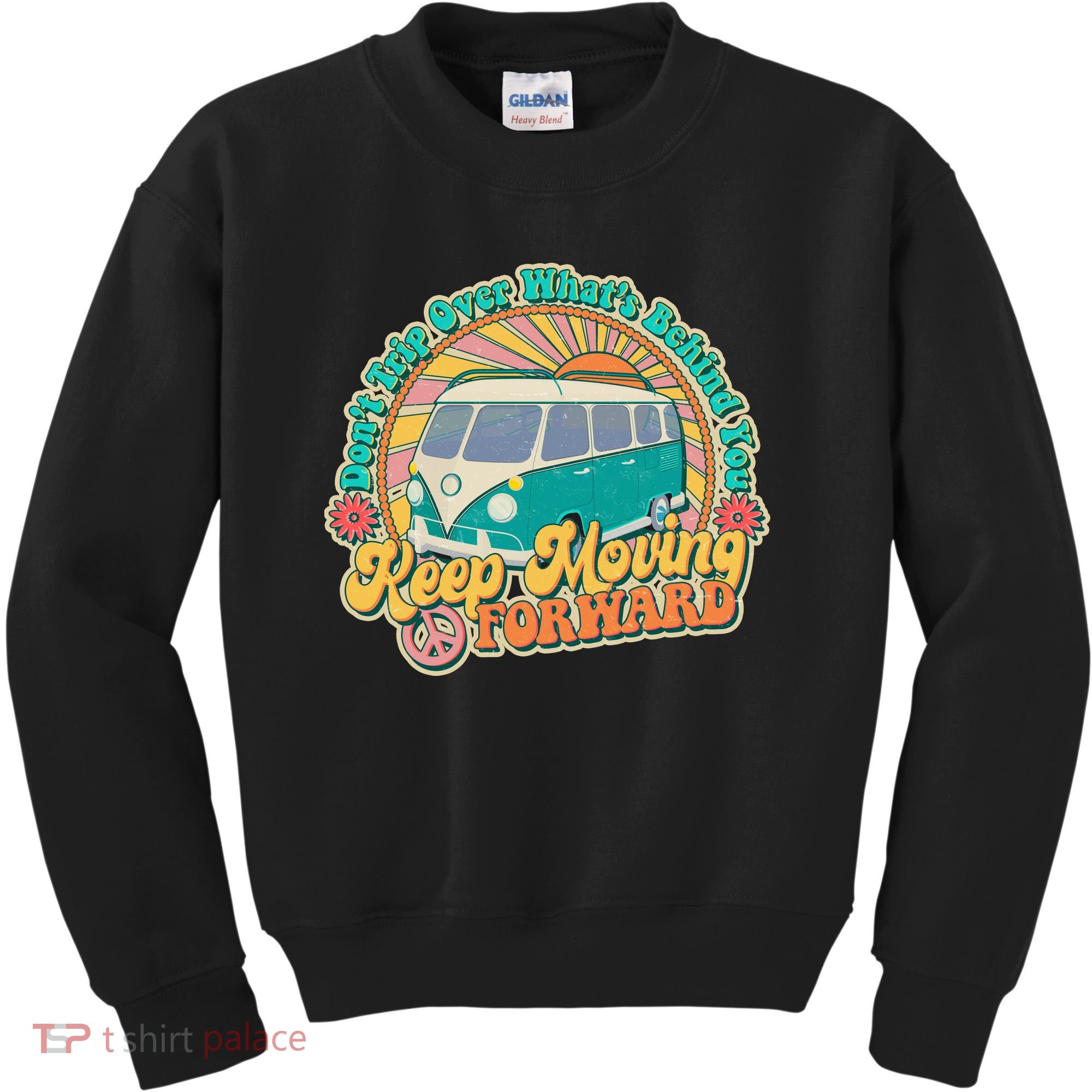Vintage Retro VW Bus Keep Moving Forward Sunshine Kids Sweatshirt