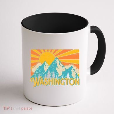 Vintage Retro Washington Sunshine Mountains Coffee Mug back
