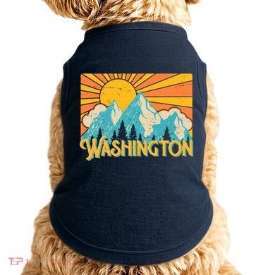 Vintage Retro Washington Sunshine Mountains Doggie Tank
