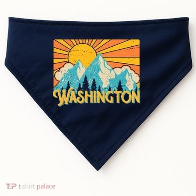 Vintage Retro Washington Sunshine Mountains USA-Made Doggie Bandana