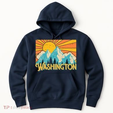 Vintage Retro Washington Sunshine Mountains Hoodie