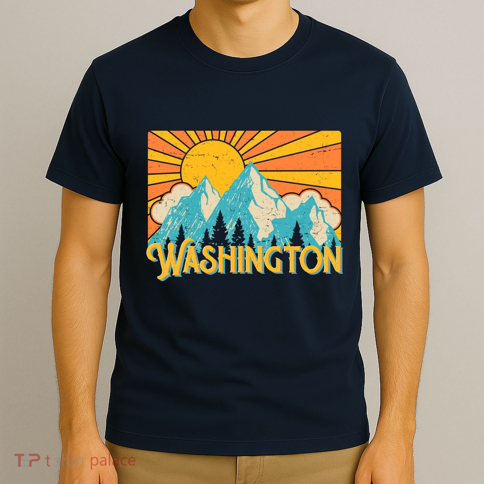 Vintage Retro Washington Sunshine Mountains T-Shirt