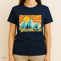 Vintage Retro Washington Sunshine Mountains T-Shirt thumb 4