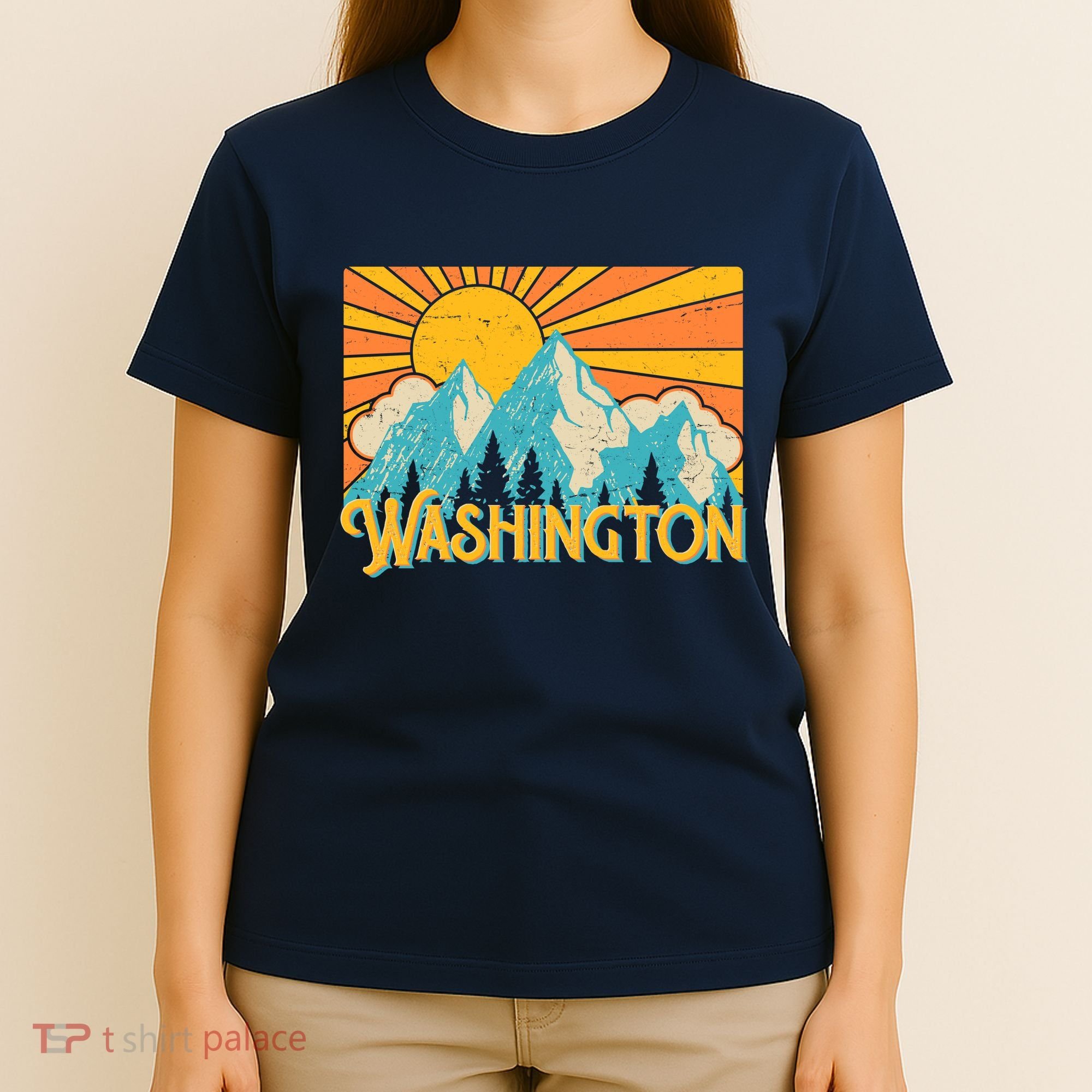 Vintage Retro Washington Sunshine Mountains T-Shirt