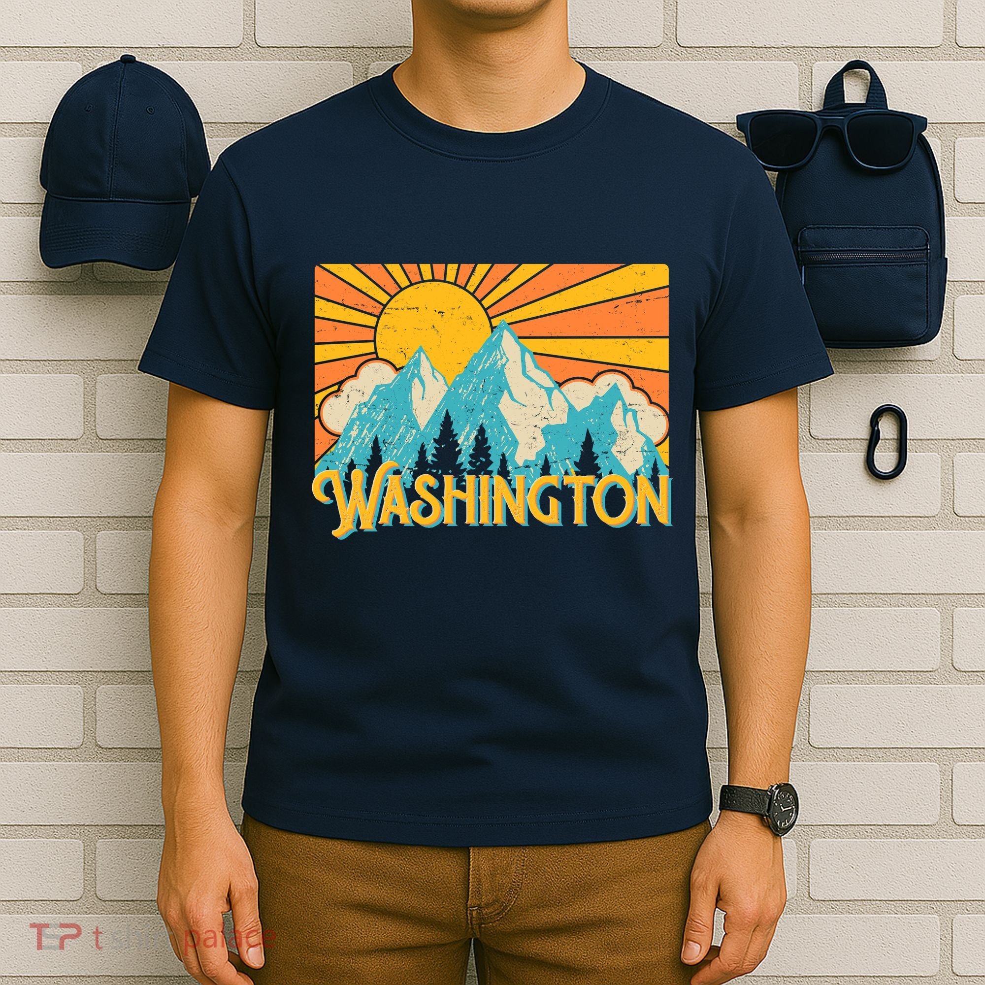 Vintage Retro Washington Sunshine Mountains T-Shirt