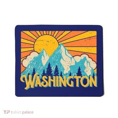Vintage Retro Washington Sunshine Mountains Mousepad