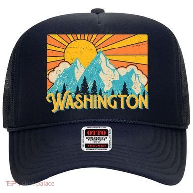 Vintage Retro Washington Sunshine Mountains Hat