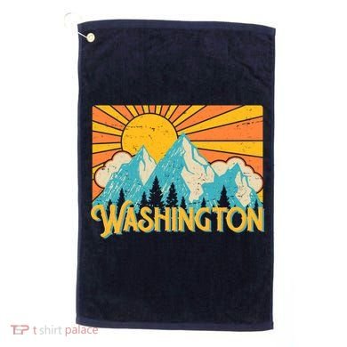 Vintage Retro Washington Sunshine Mountains Golf Towel