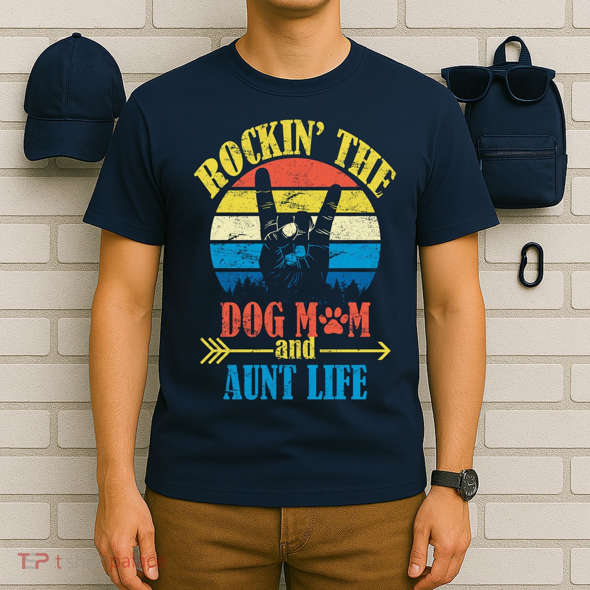 Vintage Rockin The Dog Mom And Aunt Life T-Shirt