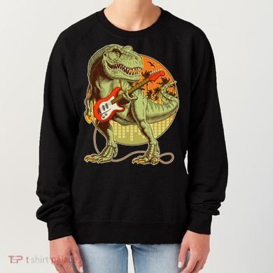 Vintage Rocking Guitar T-Rex Dinosaur Women's Sweatshirt