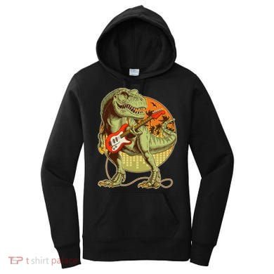 Vintage Rocking Guitar T-Rex Dinosaur Women's Hoodie