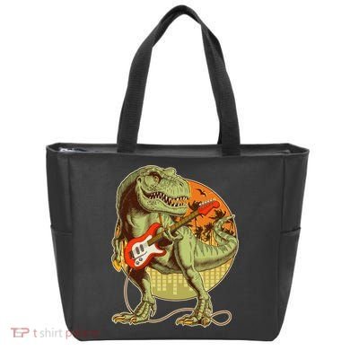 Vintage Rocking Guitar T-Rex Dinosaur Tote Bag
