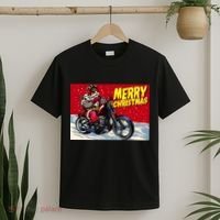 Vintage Santa Biker Riding Chopper T-Shirt thumb 2