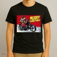 Vintage Santa Biker Riding Chopper T-Shirt thumb 3