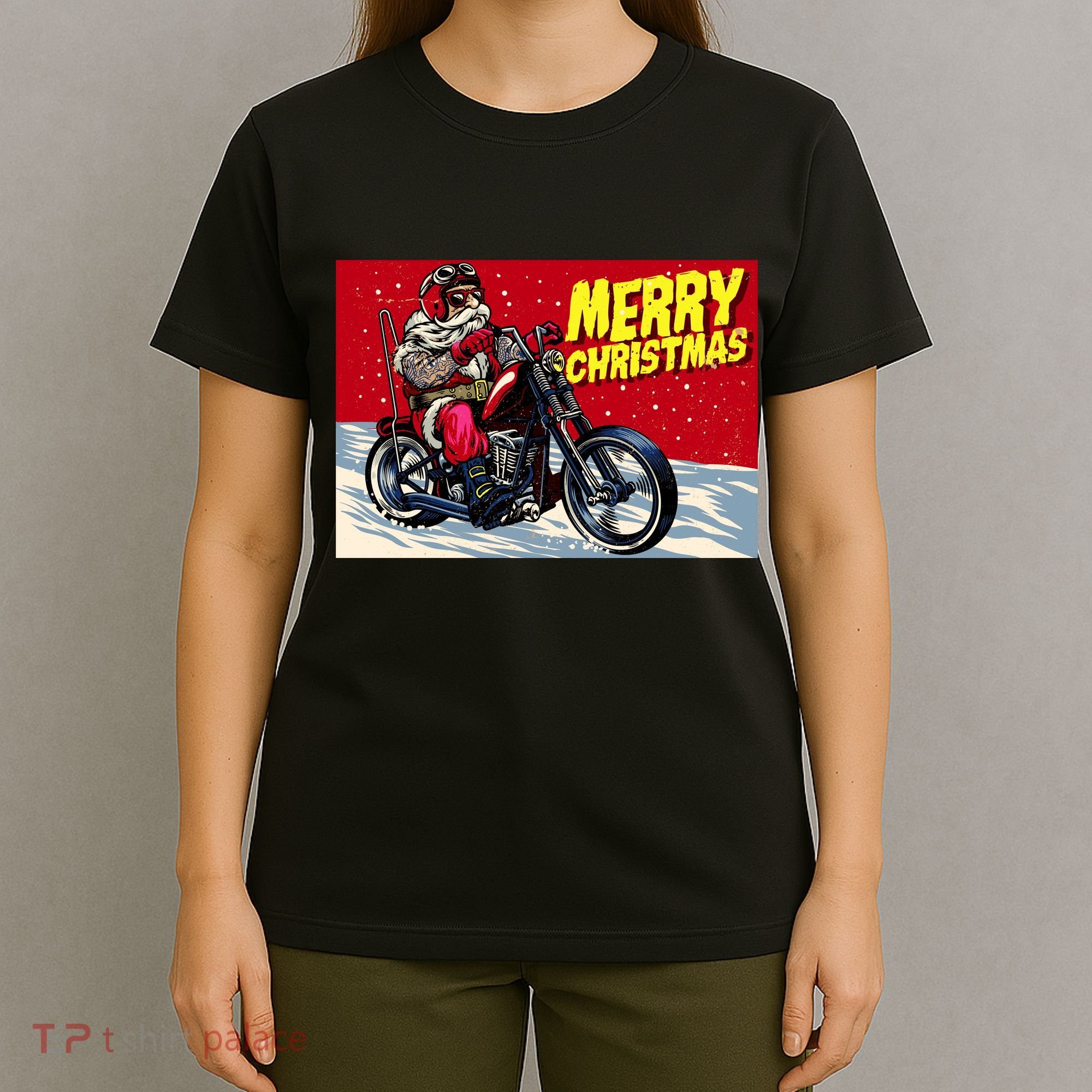 Vintage Santa Biker Riding Chopper T-Shirt