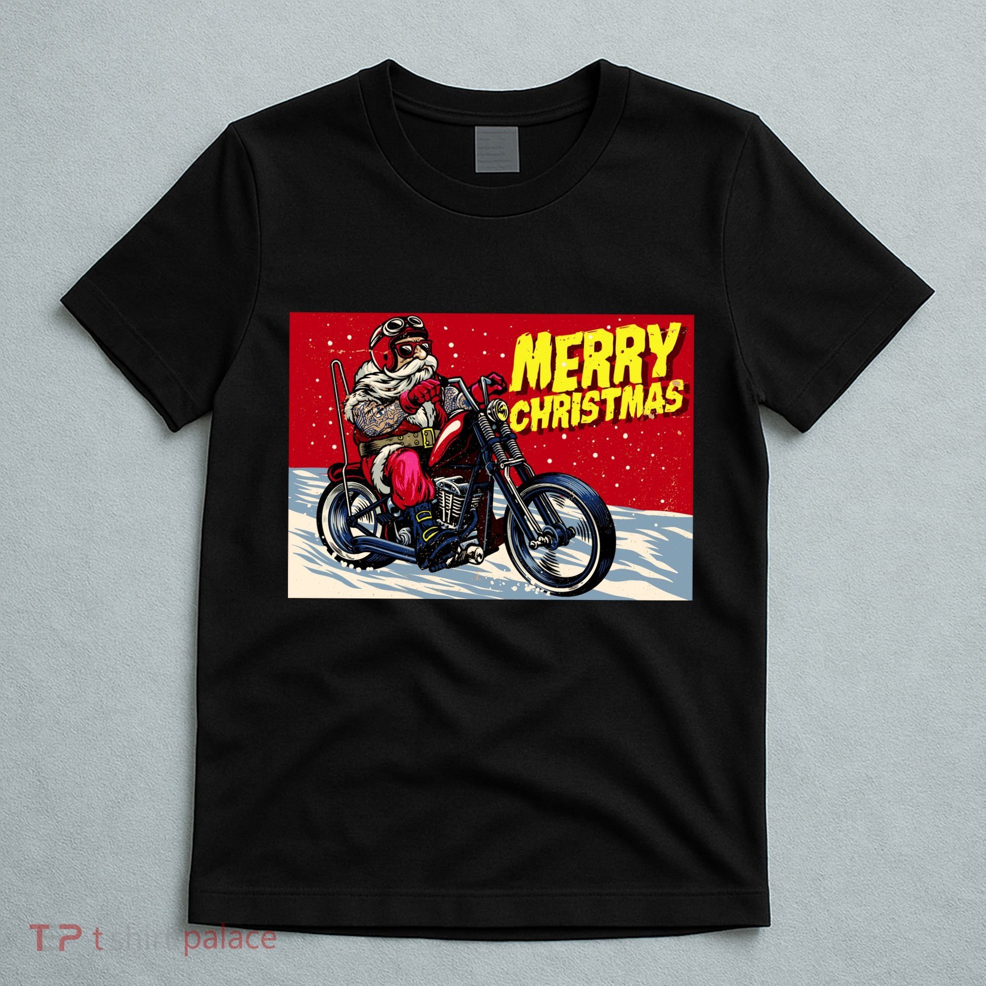 Vintage Santa Biker Riding Chopper T-Shirt