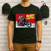 Vintage Santa Biker Riding Chopper T-Shirt thumb 6