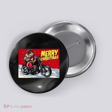Vintage Santa Biker Riding Chopper Button