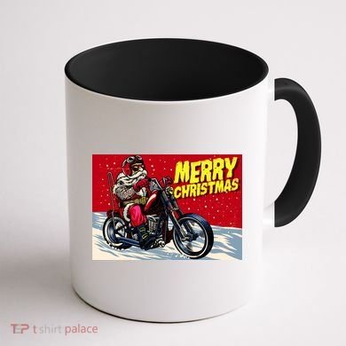 Vintage Santa Biker Riding Chopper Coffee Mug back
