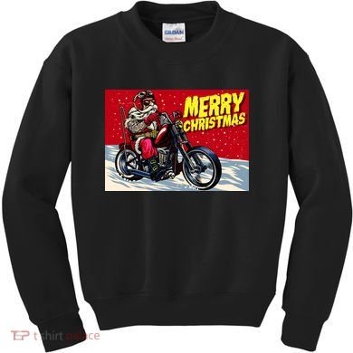 Vintage Santa Biker Riding Chopper Kids Sweatshirt