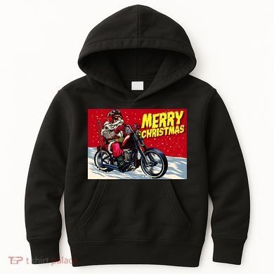 Vintage Santa Biker Riding Chopper Kids Hoodie