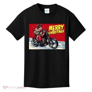 Vintage Santa Biker Riding Chopper Kids T-Shirt