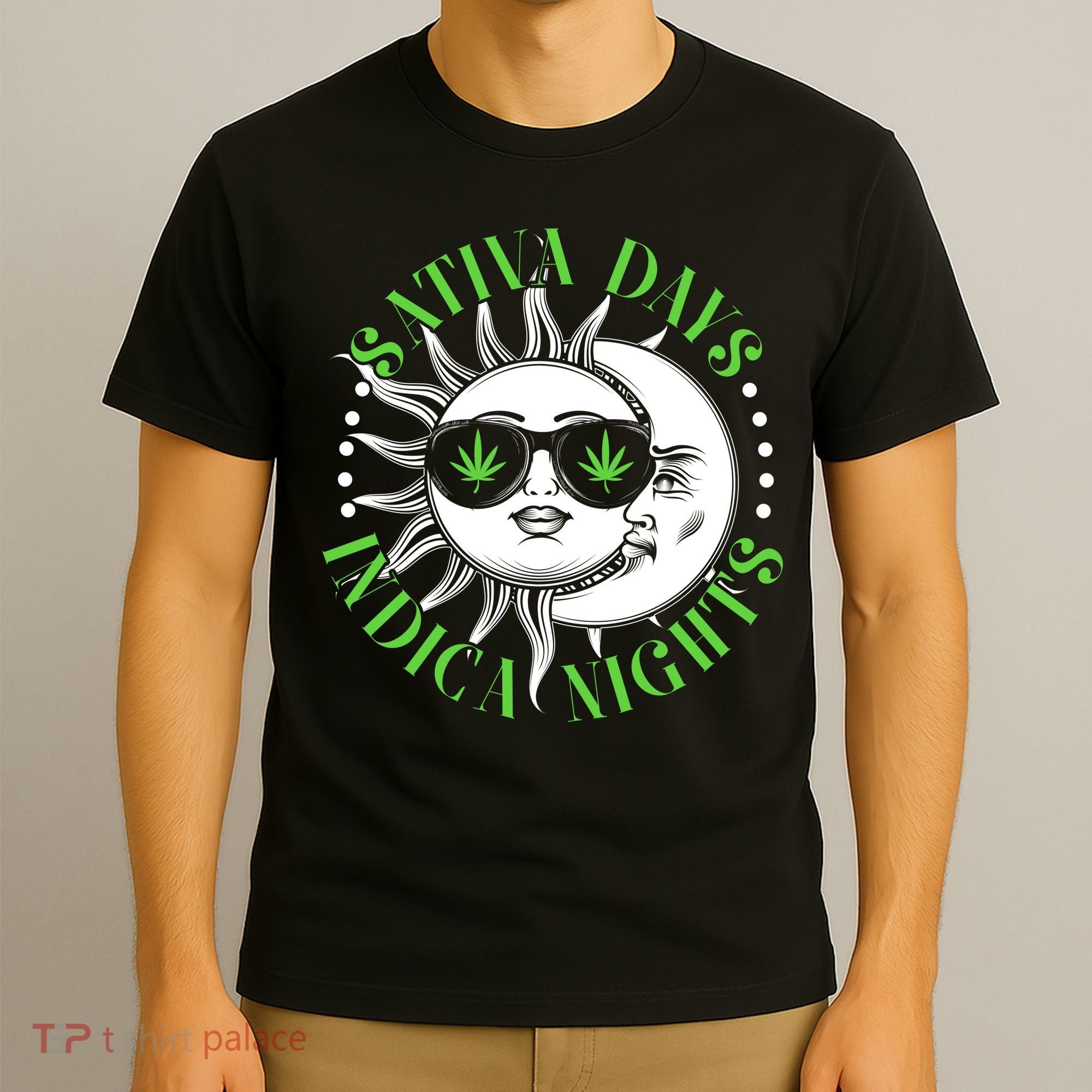 Vintage Sativa Days Indica Nights Sun And Moon T-Shirt